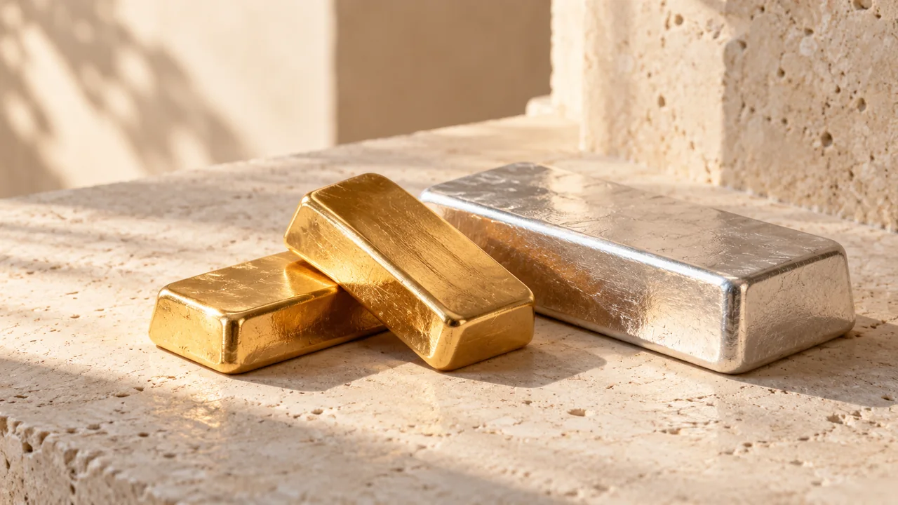 Symbolbild: Gold und Silber auf hellem Naturstein